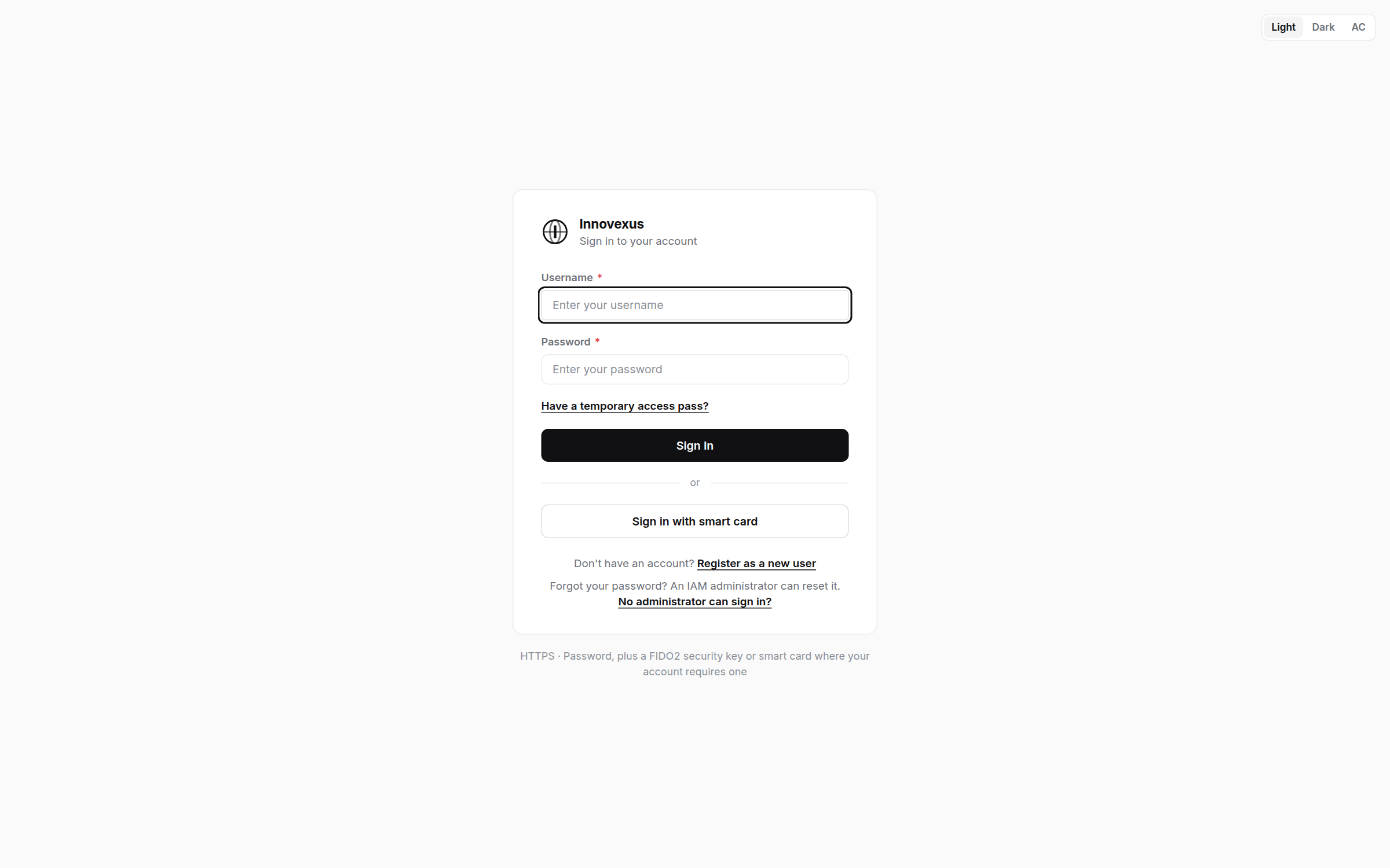The Innovexus sign-in page